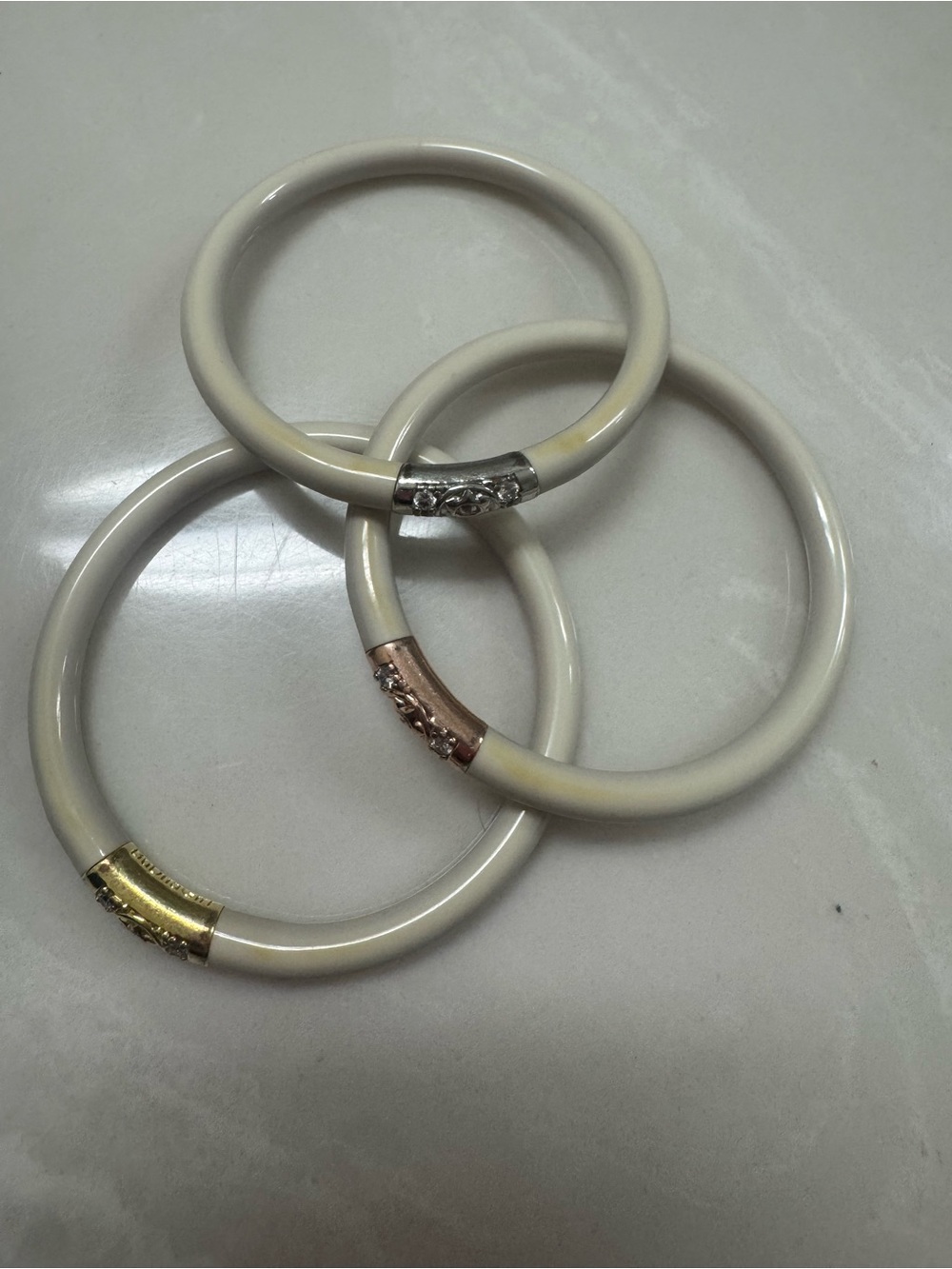 BuDhaGirl Ivory Three Kings All Weather Bangles size small